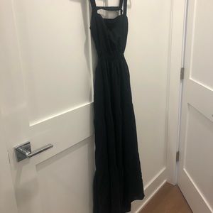 Abercrombie black linen blend maxi cut out dress